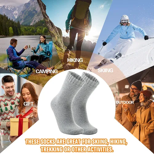 Vista 6 de 3 pares de calcetines térmicos cálidos para mujeres y hombres, calcetines de esquí de invierno con aislamiento para botas gruesas para clima frío