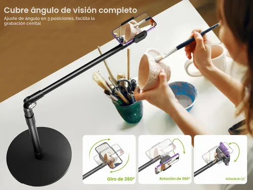Vista 7 de elitehood Soporte de teléfono superior de aluminio resistente, soporte de iPhone de brazo largo de 15 pulgadas para grabación de video, soporte