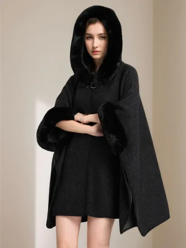 Vista 5 de Abrigo de invierno con capucha para mujer, chal