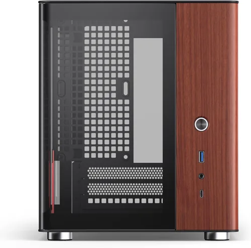 Vista 6 de JONSBO TK-0 Negro ITX Mini Torre Caja de PC, Diseño de Escritorio de Vidrio Hiperboloide, Estructura de Gabinete Separada, Carcasa de Aleación