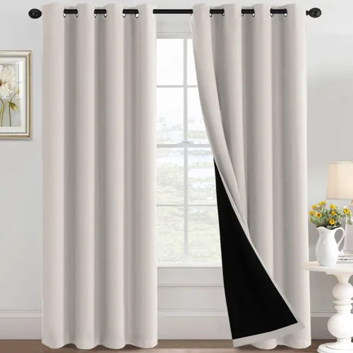 Vista 14 de H.VERSAILTEX Cortinas 100% de opacidad con aislamiento térmico, cortinas opacas completas para sala de estar, cortinas de ventana de eficiencia