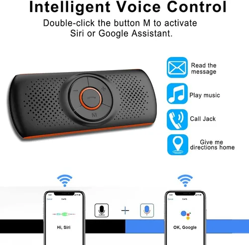 Vista 2 de Skybess Altavoz Bluetooth de coche para teléfono celular, altavoz portátil Bluetooth 5.3 manos libres, reproductor de música inalámbrico, kit