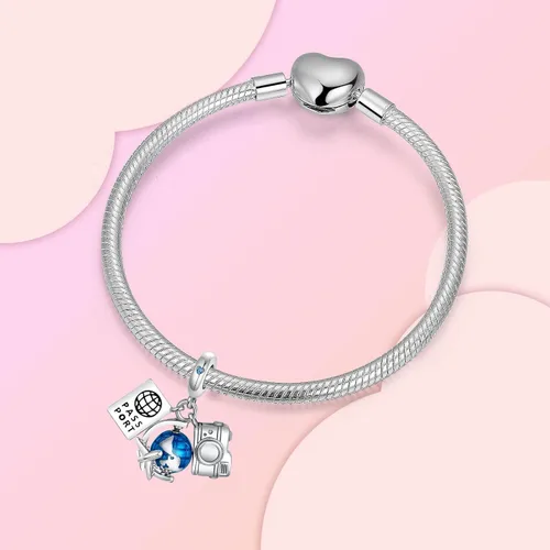 Vista 224 de Dije de girasol con diseño de estrella y luna y elefante para pulsera, collar de plata de ley 925, dijes de corazón de amor para mujer, regalo