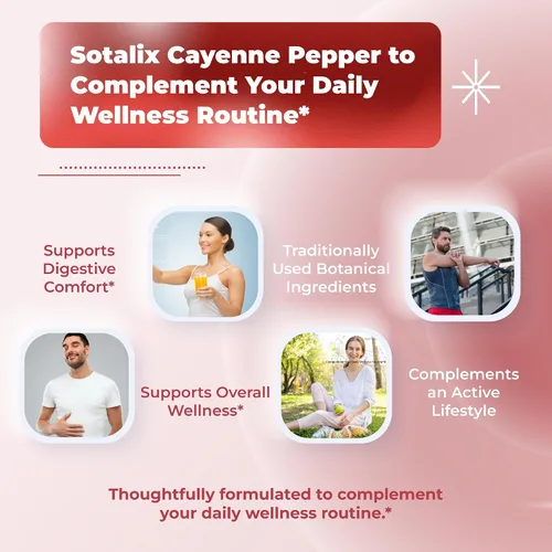 Vista 3 de Complejo de pimienta de cayena Sotalix 960 mg con jengibre y cúrcuma, 150 cápsulas