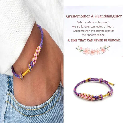 Vista 11 de Pulsera de nudo de cereza con texto en inglés «To My Granddaughter A Link That Can Never Be Undone», pulsera para nieta de la abuela, ajustable