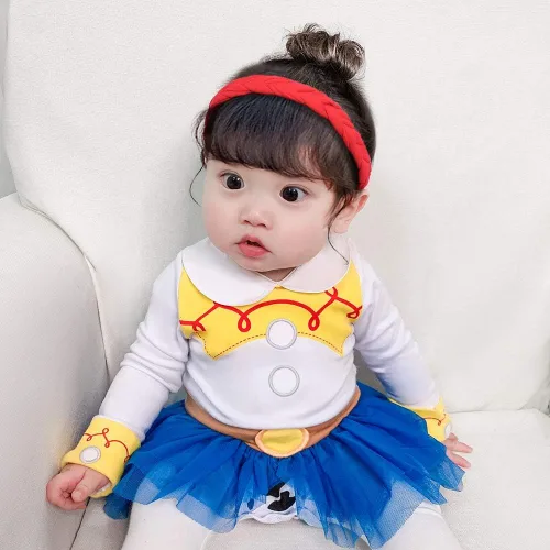 Vista 3 de Disfraces de princesa para bebés, vestido de tutú con mameluco y diadema para cumpleaños, Halloween, Navidad, conjunto elegante de fiesta