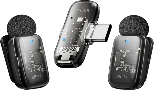 Vista 10 de Micrófono Lavalier inalámbrico para iPhone, iPad y Android con funda de carga, micrófono de solapa con reducción de ruido, duración de la batería