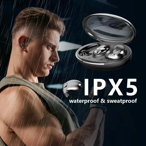 Vista 6 de Audífonos inalámbricos para dormir invisibles, auriculares Bluetooth impermeables IPX5, audífonos ligeros para dormir Bluetooth 5.3, sin dolor