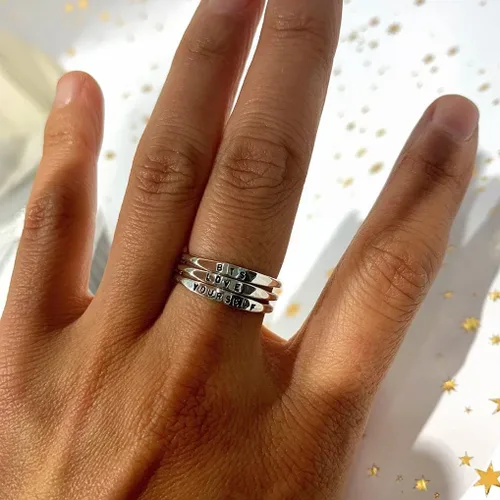 Vista 6 de By Hannah Design Teeny Tiny Stacking Sterling Silver Ring Personalized Ring