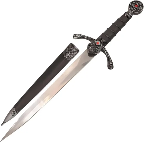 Vista 13 de MASTER USA Mini espada corta medieval, hoja de acero inoxidable con mango de metal fundido, vaina de madera - Fantasía, coleccionable