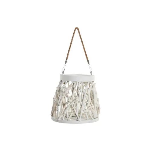 Vista 4 de Portavelas Home ESPRIT Blanco Madera Cristal 35 x 35 x 32 cm (2 Unidades)