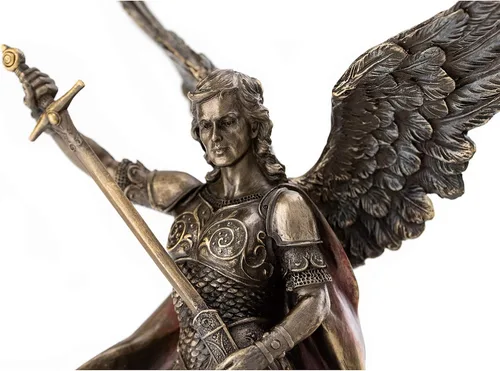 Vista 5 de Top Collection Estatua de Arcángel San Miguel, escultura de paz y justicia de San Miguel en bronce fundido en frío de primera calidad, figura
