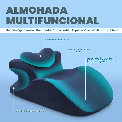 Vista 4 de Almohada de cuña de espuma viscoelástica, almohada ergonómica de lectura y cuña de cama para dormir, soporte de espalda, reflujo ácido y elevación