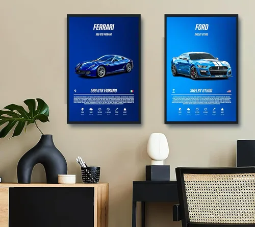 Vista 8 de 9 pósteres de súper autos para habitación de niños, decoración de pared de autos deportivos, arte de pared de autos de carreras para hombres