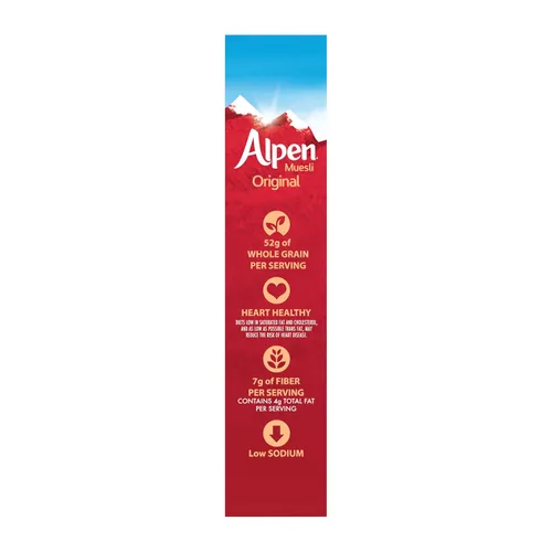 Vista 7 de Alpen Muesli Cereal original, cereal saludable para el corazón con copos de trigo, avena enrollada, nueces y pasas, proyecto verificado sin OMG