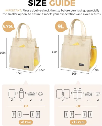 Vista 2 de Bolsa de Almuerzo Aislada para Mujeres, Bolsas de Almuerzo Pequeñas de 6.75L con Múltiples Bolsillos, Bolsa Térmica Reutilizable para Trabajo