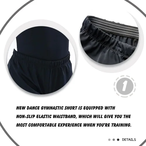 Vista 4 de NEW DANCE Pantalones cortos básicos de gimnasia para niño, pantalones cortos de baile para práctica de ballet y atletis Negro