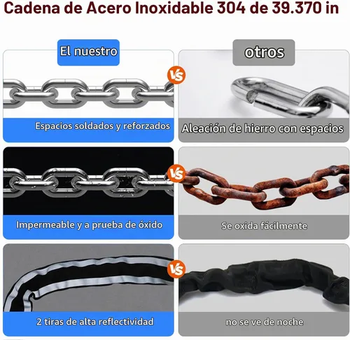 Vista 2 de eLinkSmart Cerradura de cadena sin llave biométrica impermeable 100CM cerradura de cadena para bicicleta Scooter motocicleta puerta valla puerta
