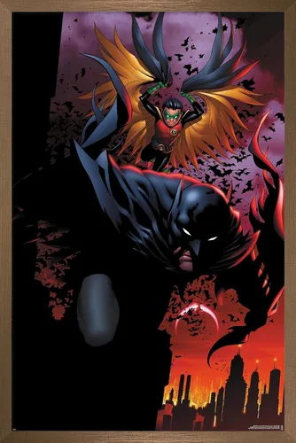 Vista 16 de Trends International DC Comics Batman - Póster de pared de ataque de Batman y Robin, 22.4 pulgadas de largo x 14.7 pulgadas, versión enmarcada