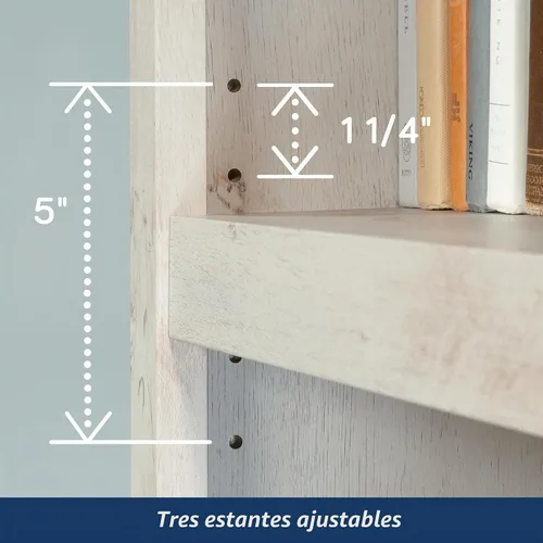 Vista 7 de Estantería de 5 niveles de Sauder, estantería de madera multiusos para oficina en casa, sala de estar, en castaño tiza