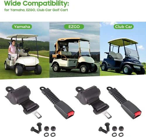 Vista 7 de 10L0L Kit de cinturones de seguridad universales para Yamaha EZGO Club Car Golf Cart, cinturones de seguridad legales retráctiles de 42 pulgadas