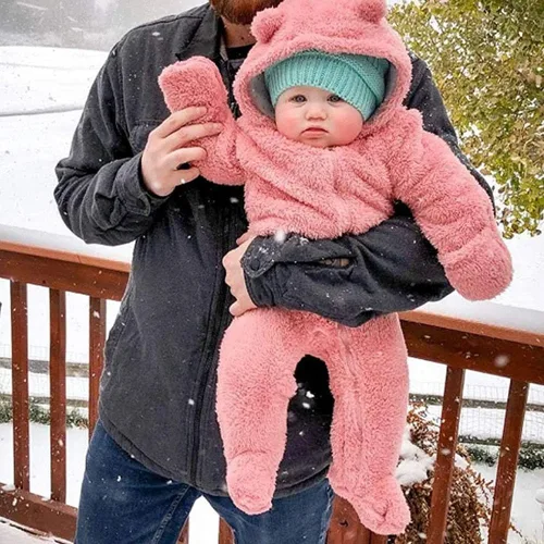 Vista 57 de Traje de nieve para bebé recién nacido, con forro polar, cálido con capucha para bebé