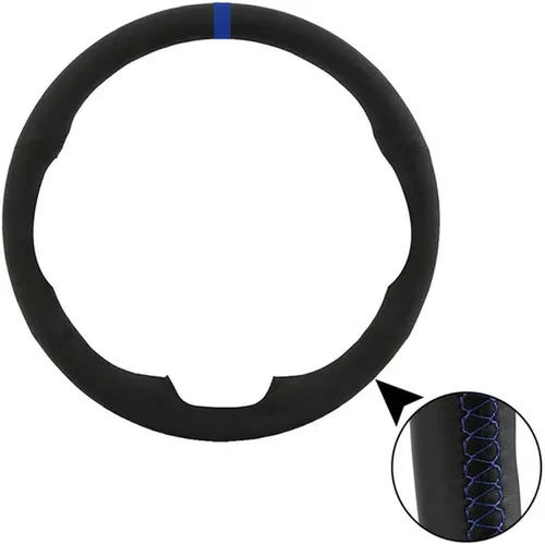 Vista 8 de Car Streeing Wheel Cover for S-SANGYONG Korando 2011 2012 2013 2014 2015 Suede Braid for Steering Wheel Non-Slip-Black
