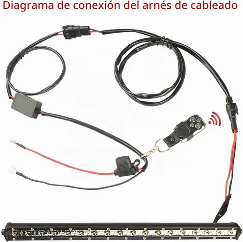 Vista 4 de Kit de arnés de cableado con control remoto inalámbrico para barra de luz LED de 12 V, soporta 1/2 cables, 4 modos