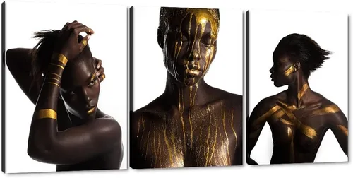 Vista 57 de MAMAGO Lienzo decorativo para pared, pintura de belleza dorada y negra, fotos de mujeres africanas, hermosos pósteres de mujer negra, impresiones