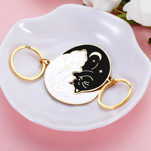 Vista 6 de XPENMULBOJA Regalos para parejas, lindo llavero para novio, novia, mejor amigo, Navidad, día de San Valentín, pareja, amante de los gatos