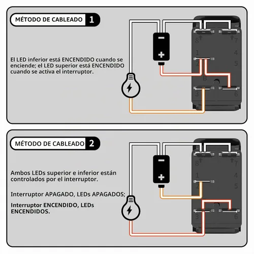 Vista 5 de DaierTek Interruptor basculante de barra de luz LED y luces traseras, interruptor basculante azul 12V/24V 20A/10A 5 pines marino con cables