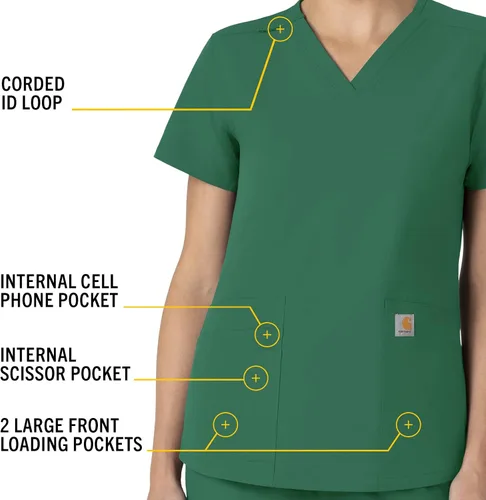 Vista 3 de Carhartt Top Force con cuello en V y 5 bolsillos para mujer
