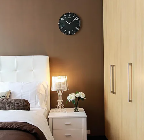 Vista 4 de SEIKO QXA818KRH Reloj de pared con estampado de vidrio sin tictac, negro, 12 pulgadas