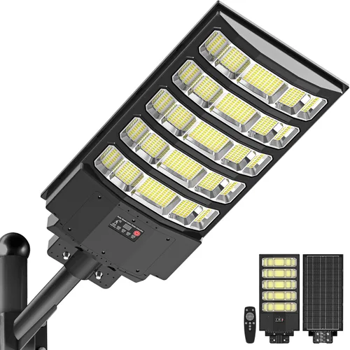 Vista 13 de OKPRO Farola solar de 5000 W para estacionamiento al aire libre, gran angular IP66 impermeable, 6500 K del atardecer al amanecer, LED con sensor