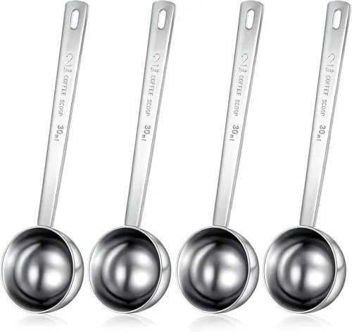 Vista 7 de Geiserailie 2 cucharadas de 2 cucharadas con mango largo, cuchara medidora de acero inoxidable de 1.0 fl oz para café, leche y fruta en polvo, té