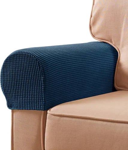 Vista 50 de SUBRTEX Juego de 2 fundas elásticas para brazos de sofá, fundas a cuadros para brazos de sofá, fundas antideslizantes para reposabrazos de Negro
