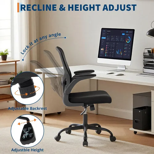 Vista 7 de Silla de oficina con reposabrazos 2D ajustable, silla de escritorio de malla con soporte lumbar 2D, silla de escritorio ejecutiva para computadora