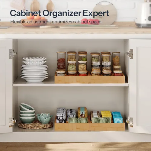 Vista 5 de HOOBRO Organizador grande de cubiertos para cajones de cocina, organizador de utensilios expandible con conexión magnética de 22 a 35 pulgadas