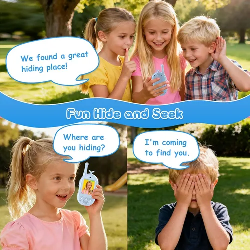 Vista 8 de Walkie Talkies de video para niños, paquete de 2 walkie talkie recargables con cámara y pantalla, radio de 2 vías de largo alcance