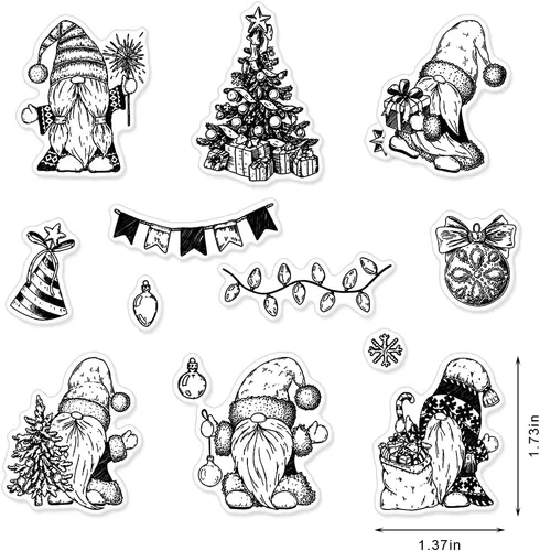 Vista 2 de Sello transparente para árbol de Navidad para hacer tarjetas y decoración de álbumes de fotos, sellos de goma de Papá Noel, bombilla de Navidad