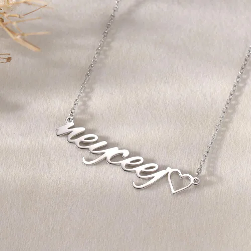 Vista 2 de Collar personalizado con nombre, collares de plata de ley personalizados para mujer, collares con nombre personalizado, colgante, joyería regalos