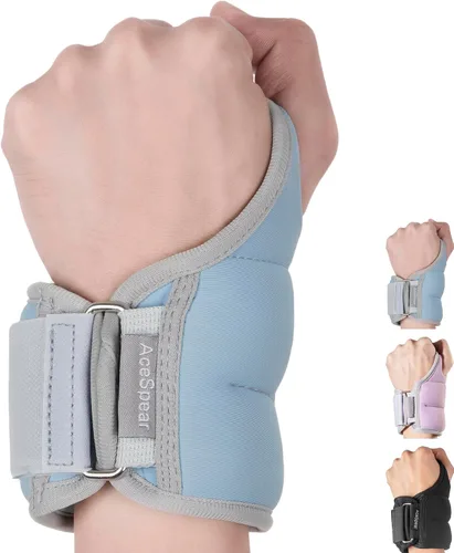 Vista 10 de AceSpear - Pesas de muñeca con cierre de bucle para pulgar para hombres y mujeres, 1 libra * 2, 2 libras * 2, 3 libras * 2, pesas de tobillo