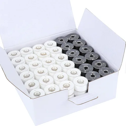 Vista 7 de New brothread 144pcs blanco 70D/2 (60WT) hilo de bobina preenrollado tamaño de plástico SA156 para bordado y máquina de coser hilo de poliéster hilo