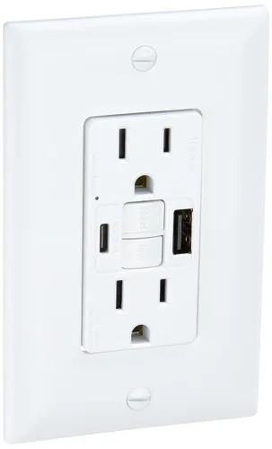 Vista 2 de Legrand - Pass & Seymour Radiant GFCI Outlet con puertos USB y toma de pared (1 unidad)