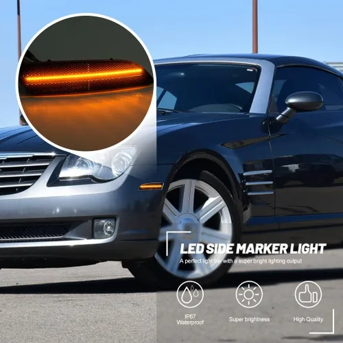 Vista 4 de Luces LED laterales para Chrysler Crossfire 2004 2005 2006 2007 2008 Chrysler Crossfire delanteros ámbar/traseros rojos marcadores LED Park Running