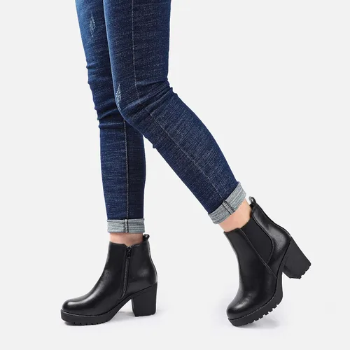Vista 2 de Moda Chics - Botas de tobillo para mujer, de plataforma, se ponen fácilmente