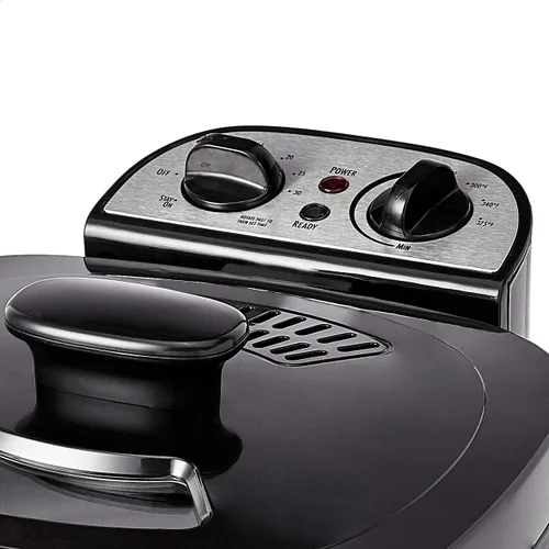 Vista 3 de Amazon Basics - Freidora eléctrica profunda de 2.1 cuartos (2.0L) con capacidad de aceite de 8 tazas, temporizador, temperatura ajustable, cesta