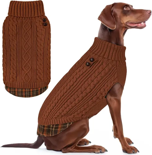 Vista 22 de KYEESE Suéter suave para perros pequeños, machos, abrigado, de cuello alto, ropa elástica de punto para gatos, abrigo cómodo para cachorros