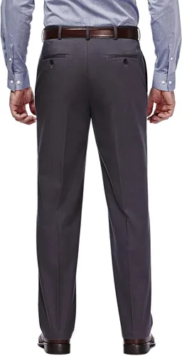 Vista 3 de Haggar - Pantalón caqui para hombre, diseño de ajuste clásico con frente plano, no se plancha (tallas regulares, grandes y altas)