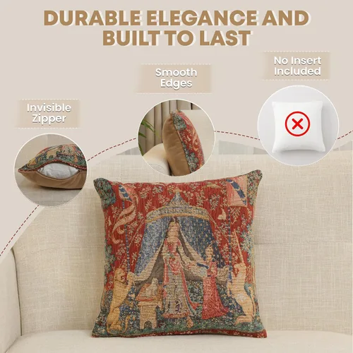 Vista 2 de Charlotte Home Furnishings - Fundas de almohada para sofá de 14 x 14 pulgadas, funda de almohada de tapiz para sala de estar, fundas decorativas